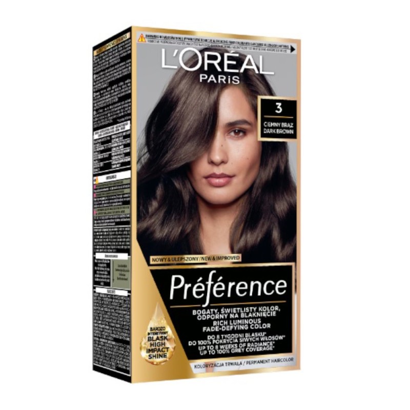 Set 2 x Vopsea de Par Permanenta cu Amoniac L'Oreal Paris Preference 3 Brasilia, 174 ml