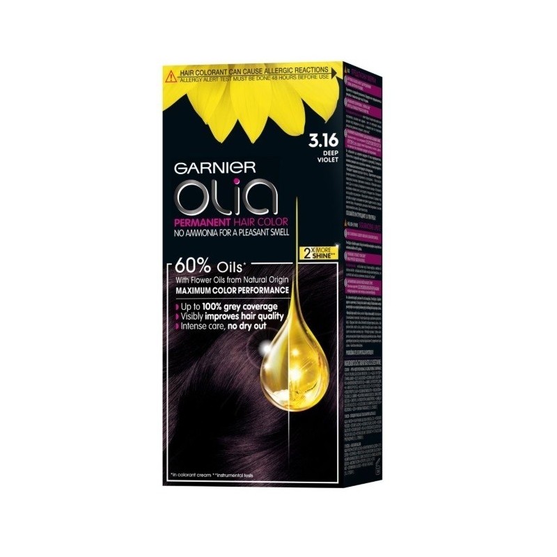 Set 2 x Vopsea de Par Permanenta fara Amoniac Garnier Olia 3.16 Deep Violet, 112 ml
