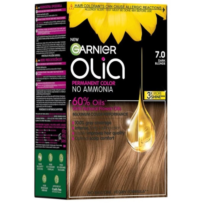 Set 2 x Vopsea de Par Permanenta fara Amoniac Garnier Olia 7.0 Dark Blonde, 174 ml