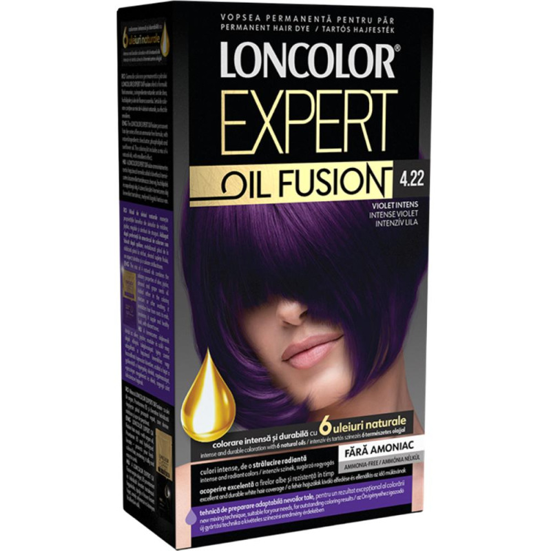 Set 2 x Vopsea de Par Permanenta Loncolor Expert Oil Fusion 4.22 Violet Intens, 100 ml