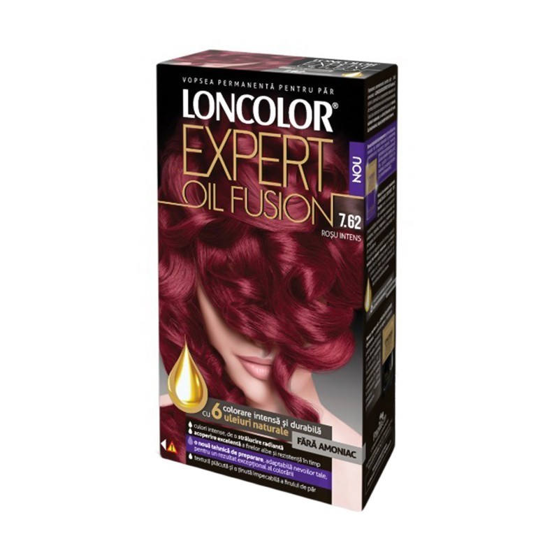 Set 2 x Vopsea de Par Permanenta Loncolor Expert Oil Fusion 7.62 Rosu Intens, 100 ml