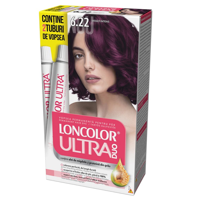 Set 2 x Vopsea de Par Permanenta Loncolor Ultra Max, 6.22 Violet Intens, 200 ml