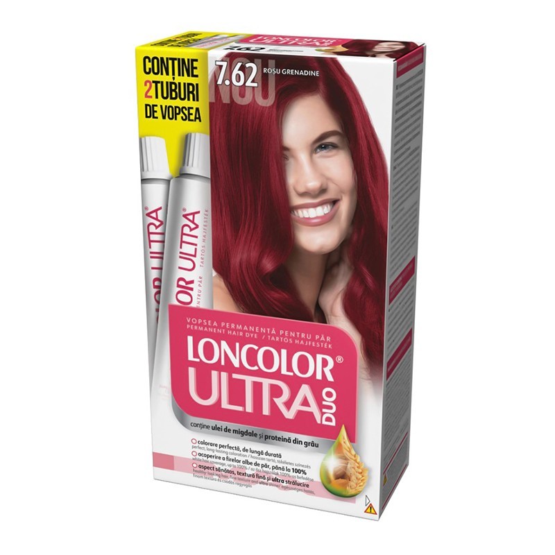 Set 2 x Vopsea de Par Permanenta Loncolor Ultra Max, 7.62 Rosu Grenadine, 200 ml
