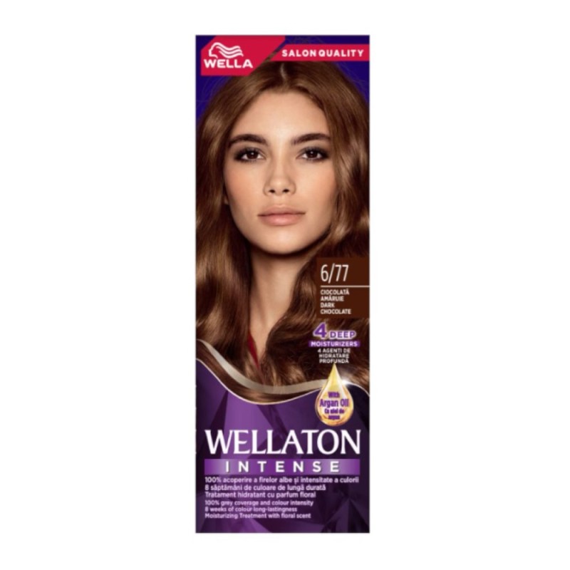 Set 2 x Vopsea de Par Permanenta Wella Wellaton Intense Color Creme 6/77 Ciocolata Neagra, 110 ml