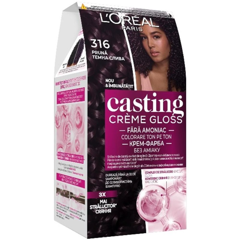 Set 2 x Vopsea de Par Semi-Permanenta fara Amoniac L'Oreal Paris Casting Creme Gloss 316 Pruna, 180 ml