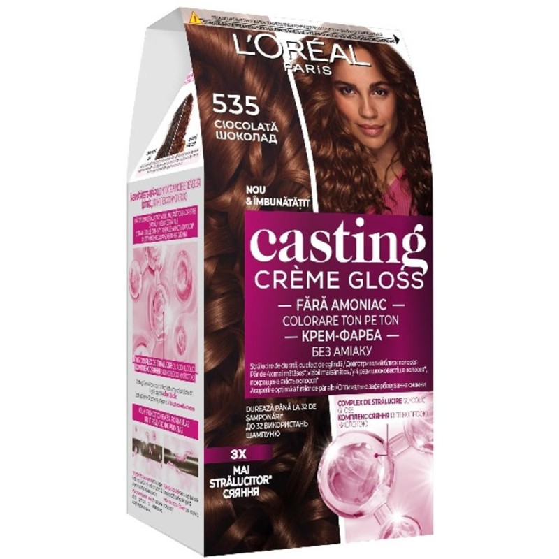Set 2 x Vopsea de Par Semi-Permanenta fara Amoniac L'Oreal Paris Casting Creme Gloss 535 Ciocolata, 180 ml