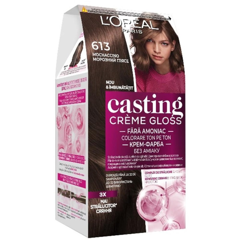 Set 2 x Vopsea de Par Semi-Permanenta fara Amoniac L'Oreal Paris Casting Creme Gloss 613 Mocaccino, 180 ml