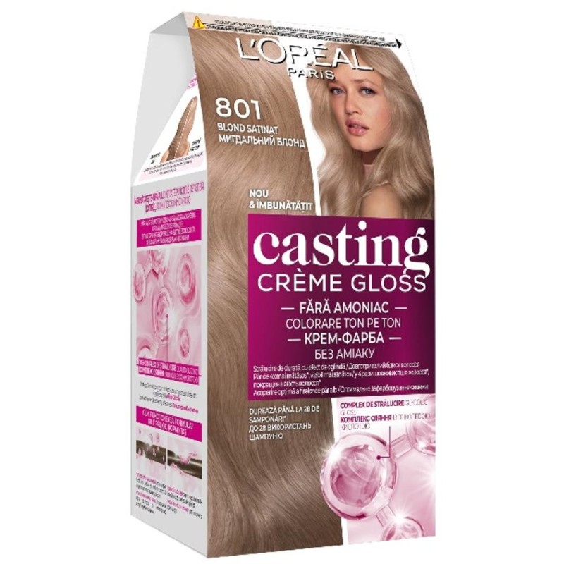 Set 2 x Vopsea de Par Semi-Permanenta fara Amoniac L'Oreal Paris Casting Creme Gloss 801 Blond Satin