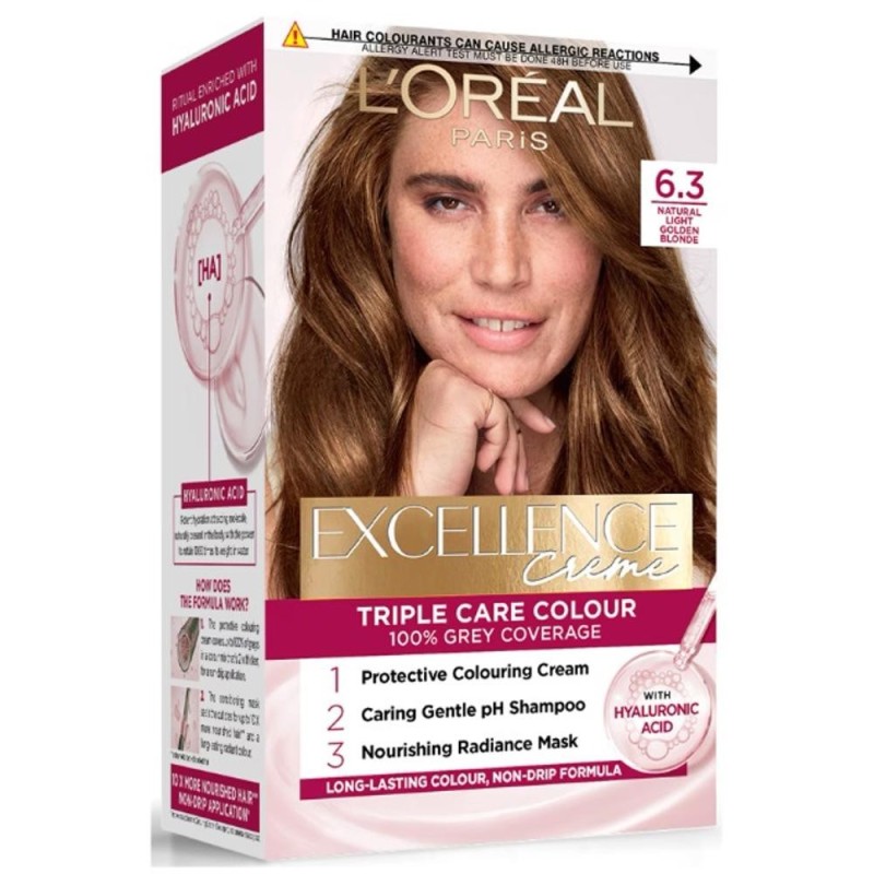 Set 2 x Vopsea Permanenta cu Amoniac, 6.3 Blond Inchis, L'Oreal Paris Excellence Creme
