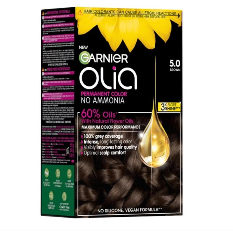 Set 2 x Vopsea Permanenta fara Amoniac, 5.0 Saten, Garnier Olia, 112 ml