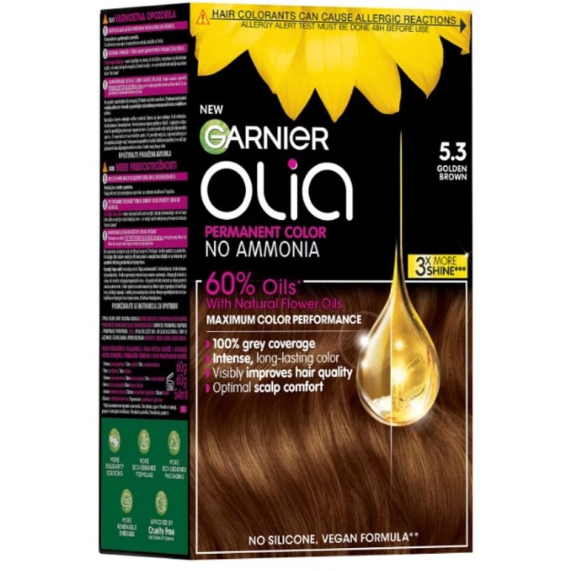 Set 2 x Vopsea Permanenta fara Amoniac, 5.3 Saten Auriu, Garnier Olia, 112 ml