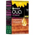 Set 2 x Vopsea Permanenta fara Amoniac, 7.40 Aramiu Intens, Garnier Olia, 112 ml