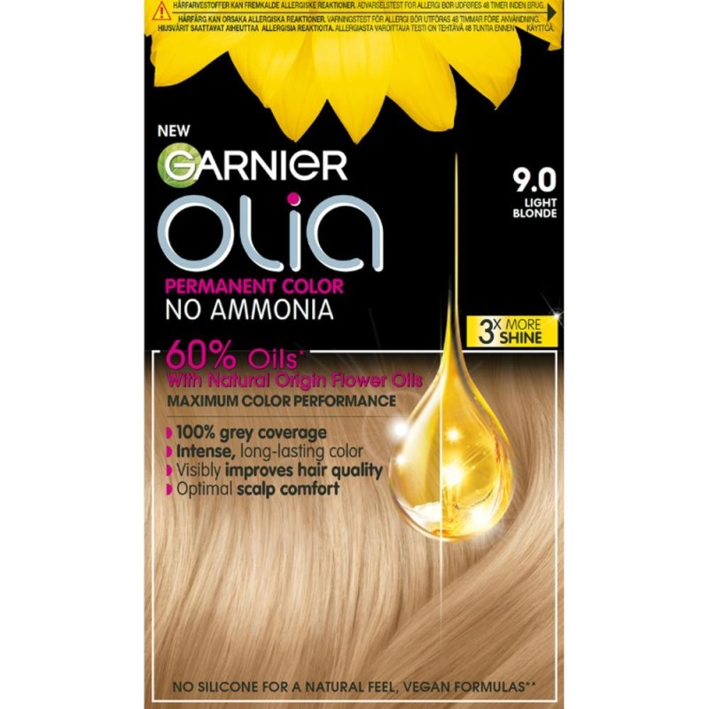 Set 2 x Vopsea Permanenta fara Amoniac, 9.0 Blond Deschis, Garnier Olia, 112 ml