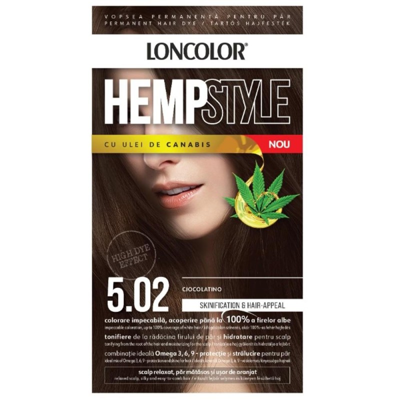 Set 2 x Vopsea Permanenta pentru Par Loncolor HempStyle, 5.02 Ciocolatino, 100 ml