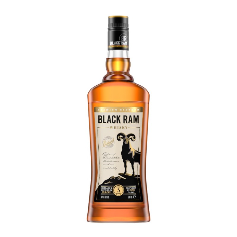 Set 2 x Whisky Black Ram, Premium Blended, 3YO, 40% Alcool, 0.5 l