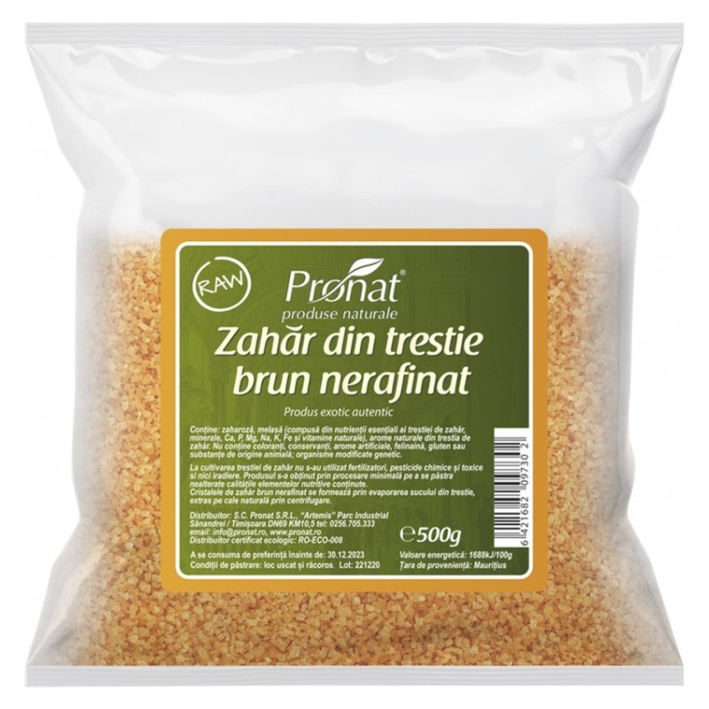 Set 2 x Zahar Brun din Trestie, Nerafinat, Raw, Pronat, 500 g