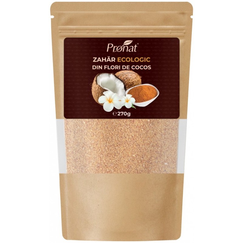 Set 2 x Zahar Ecologic din Flori de Cocos BIO, Pronat, 270 g