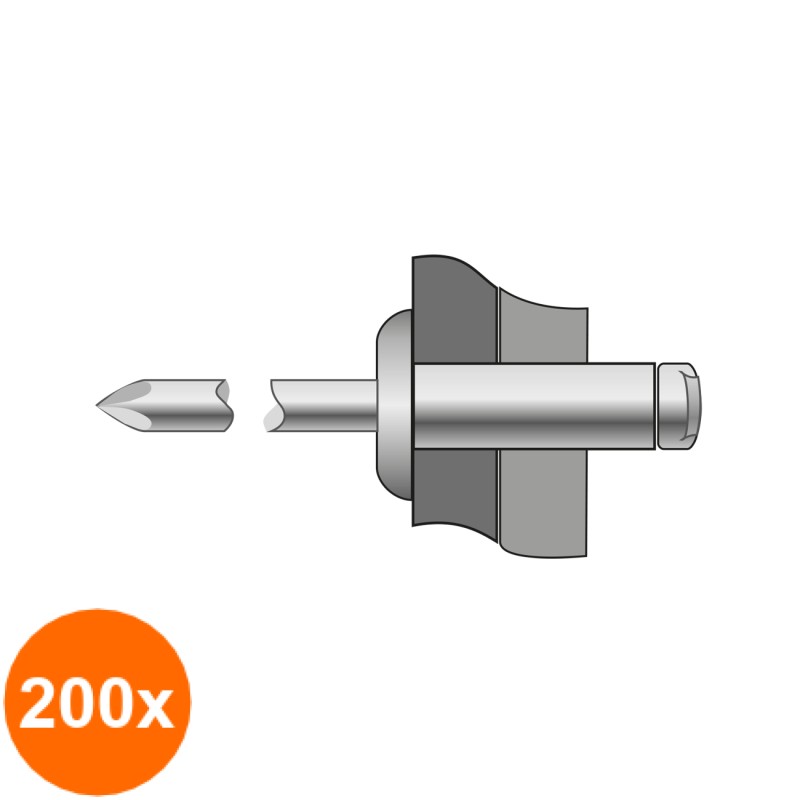 Set 200 x Nituri Pop Standard Cap Bombat Aluminiu Otel-6x 20