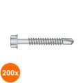 Set 200 x Surub Autoforant cu Cap Hexagonal, Otel, Zincat / Vopsit - 6.3x25