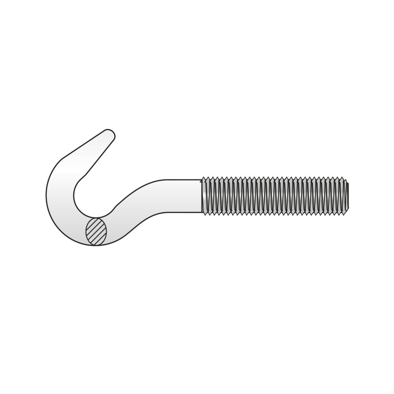 Set 25 x Carlig Filetat Forjat Otel Zincat-M 14 X 82