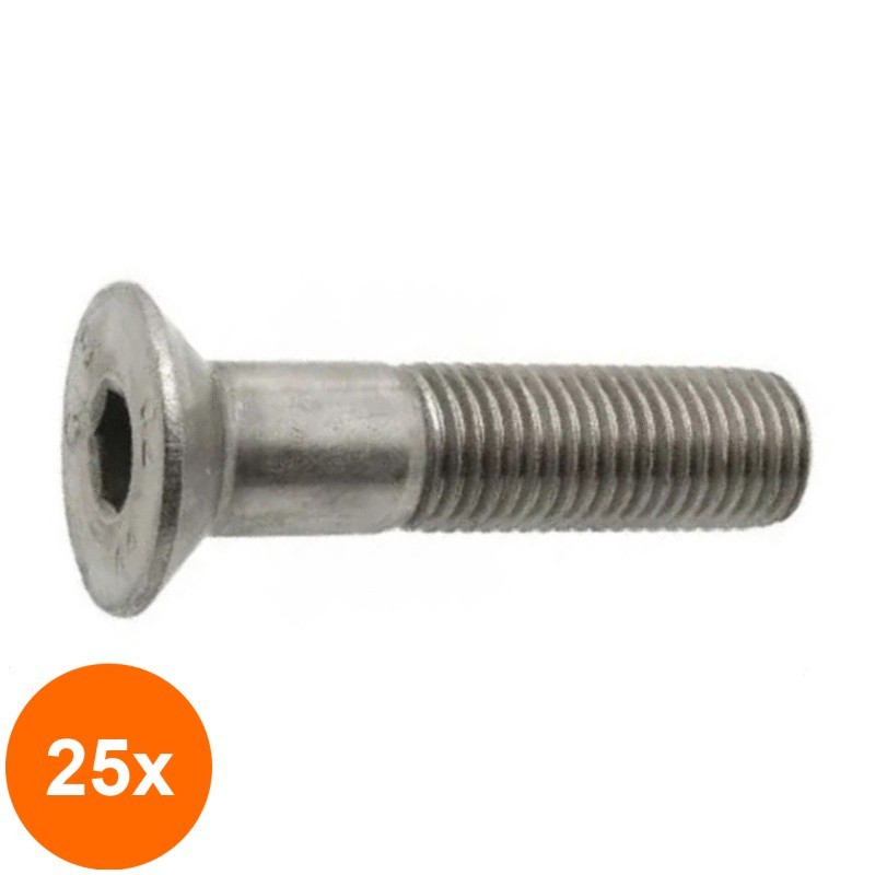 Set 25 x Surub Cap Inecat Locas Inbus 7991 Inox A2-M8 x 60