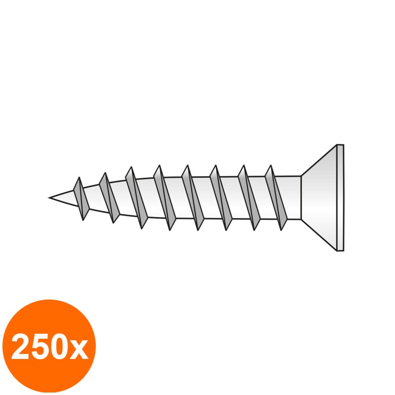 Set 250 x Surub Pvc 20 Otel Zincat Galben-4.3 X 55