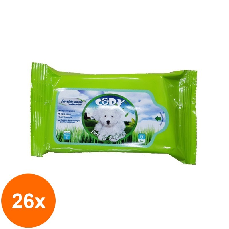 Set 26 x 15 Servetele Umede Cody Mar