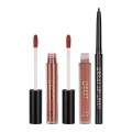 Set 3 In 1 Ruj Lichid Mat si Lip Gloss si Creion Contur Buze Qibest, 02