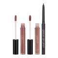 Set 3 In 1 Ruj Lichid Mat si Lip Gloss si Creion Contur Buze Qibest, 03