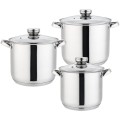 Set 3 Oale din Inox cu Capace din Sticla, Plita cu Inductie, Grunberg