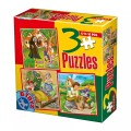 Set 3 Puzzle-uri Basme: Hansel si Gretel, Scufita Rosie, Motanul Incaltat, D-toys