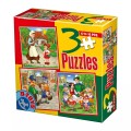 Set 3 Puzzle-uri Basme: Scufita Rosie, Pinocchio, Alba ca Zapada, D-toys