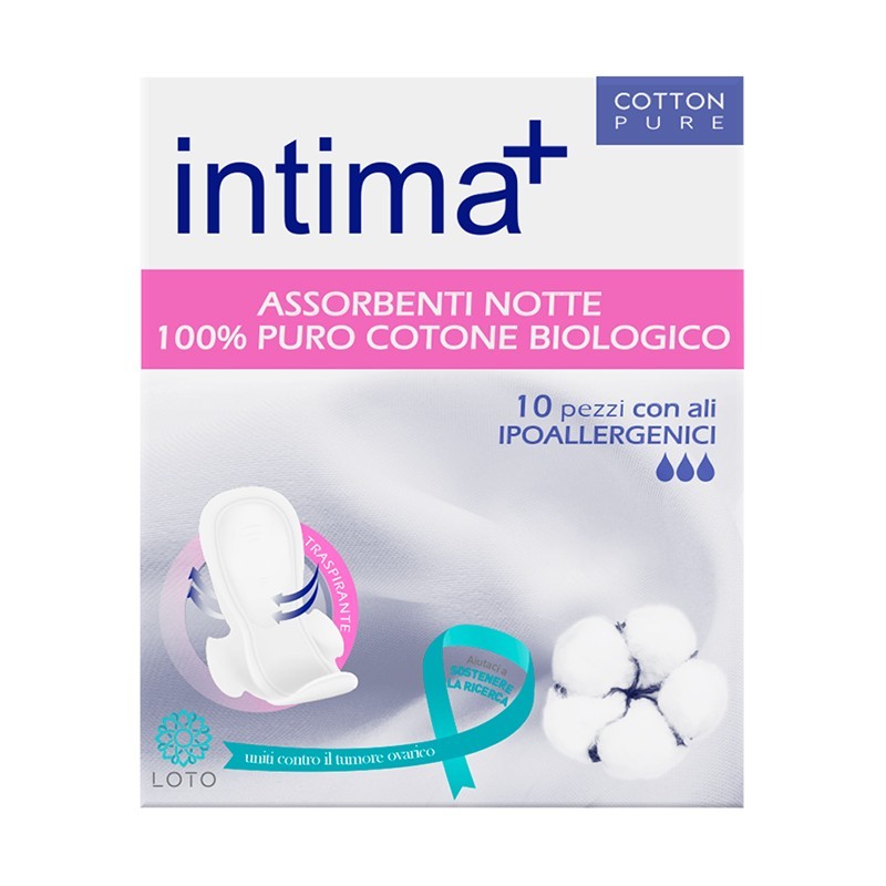Set 3 x 10 Absorbante Hipoalergenice Intima Plus, 100 % Bumbac, Noapte