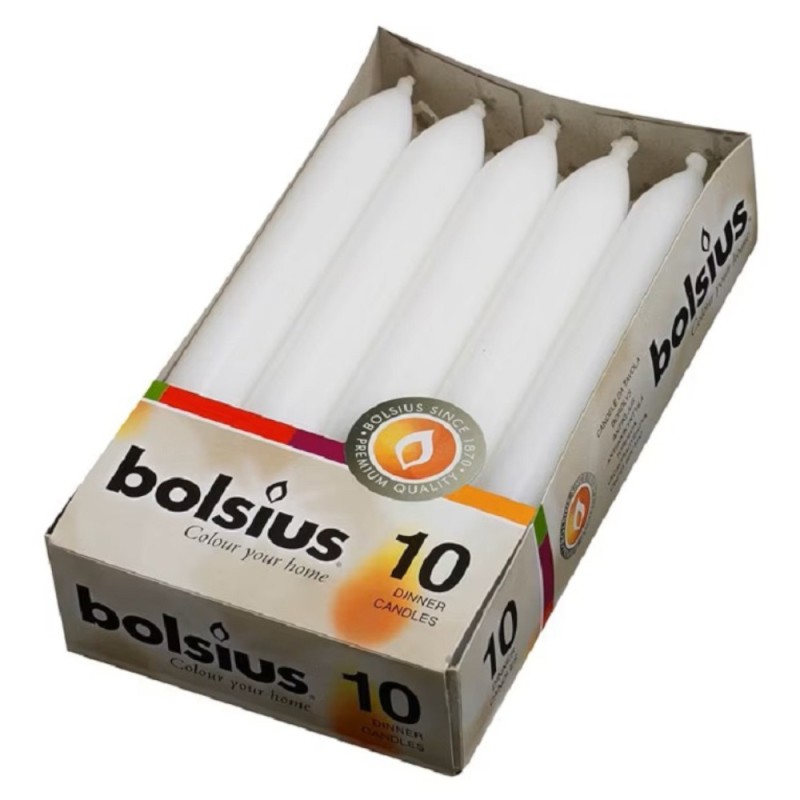 Set 3 x 10  Lumanare Cilindrica Bolsius Alb