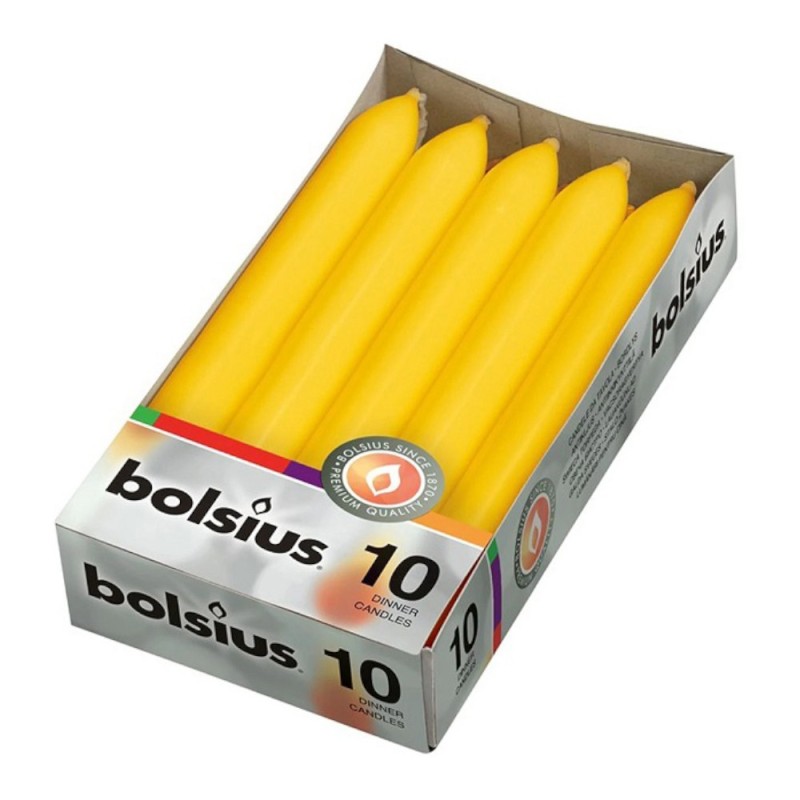 Set 3 x 10  Lumanare Cilindrica Bolsius Galben