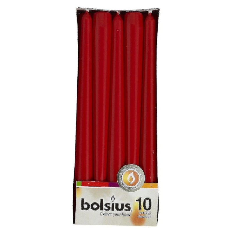 Set 3 x 10  Lumanare Conica Decorativa Bolsius Rosu