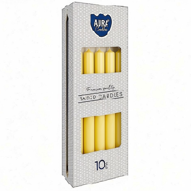 Set 3 x 10  Lumanari Conice Aura Galbene