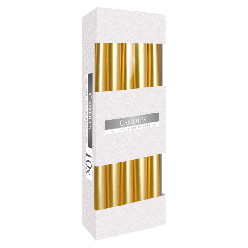 Set 3 x 10 Lumanari Conice Bispol Aurii