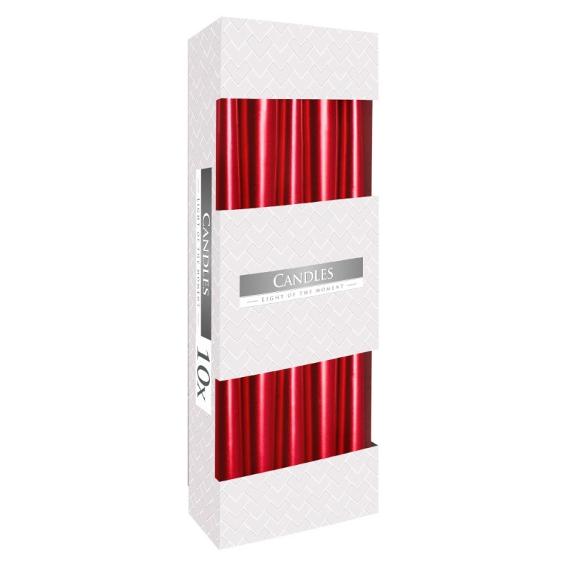 Set 3 x 10  Lumanari Conice Bispol Rosu Metal