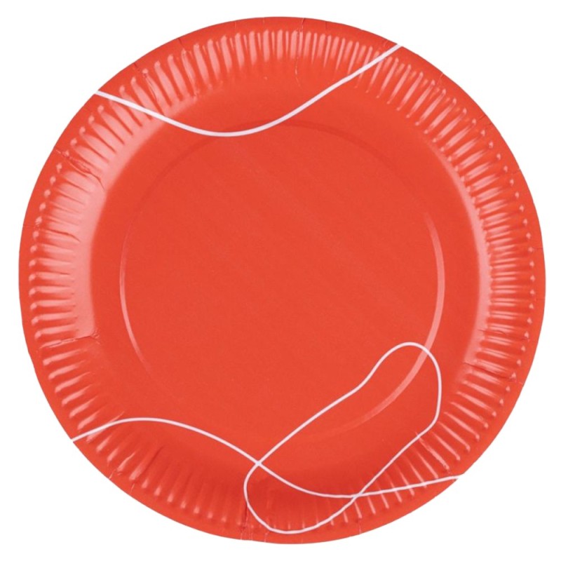 Set 3 x 12 Farfurii Biodegradabile din Carton, 22 cm, Rotunde, Rosii