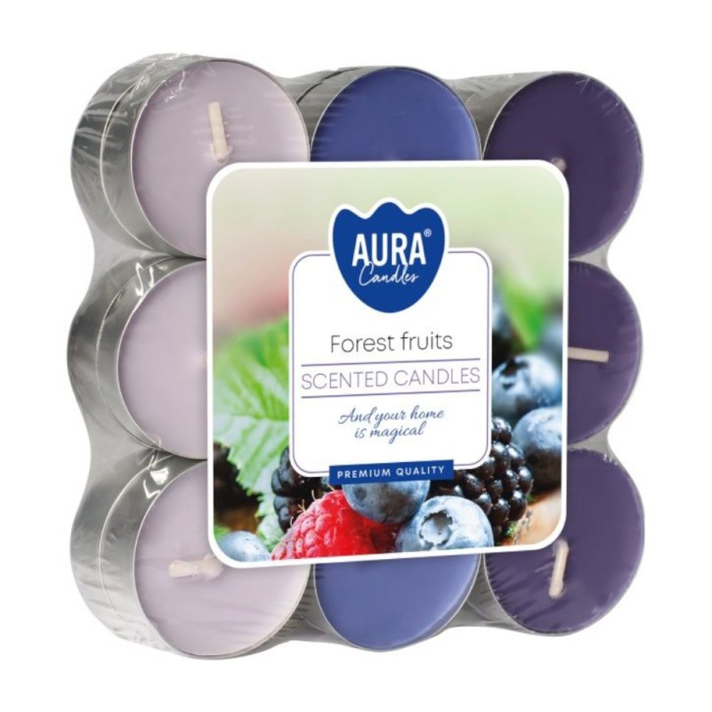 Set 3 x 18 Lumanari Pastila, 4 Ore, Fructe de Padure, Aura