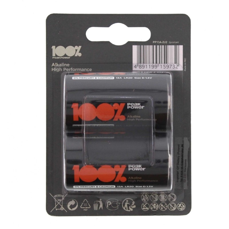 Set 3 x 2 Baterii Ultra Alcaline R20 D, Peak Power