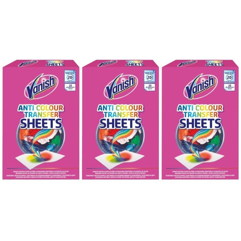 Set 3 x 20 Servetele Anti-Transfer de Culoare Vanish