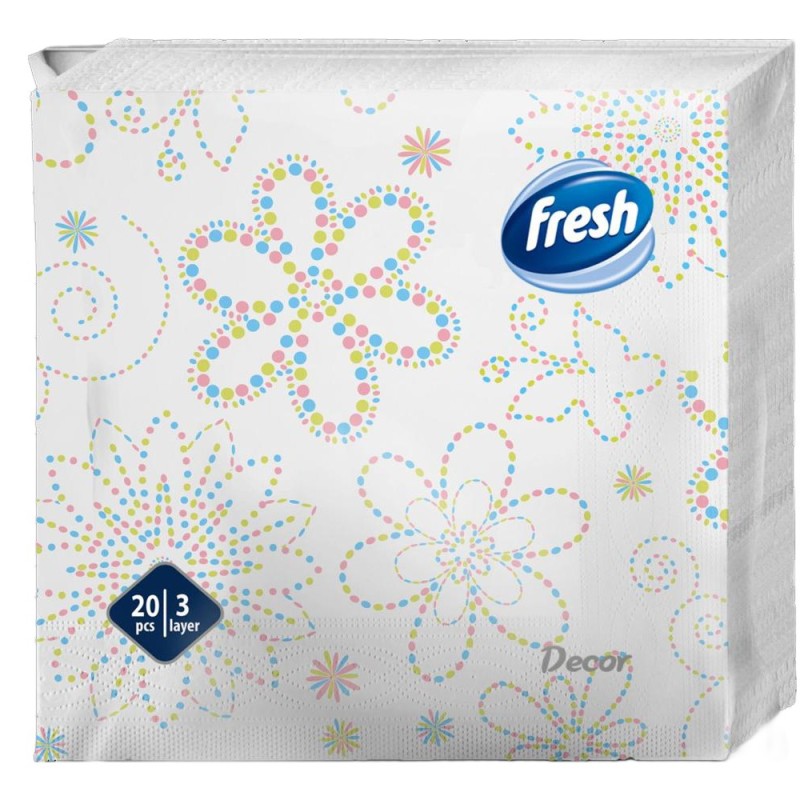 Set 3 x 20 Servetele de Masa Fresh Deluxe Flowers, 33 x 33 cm, 3 Straturi