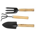 Set 3 x 3 Ustensile Gradina pentru Plantat, Maner Lemn, Negru