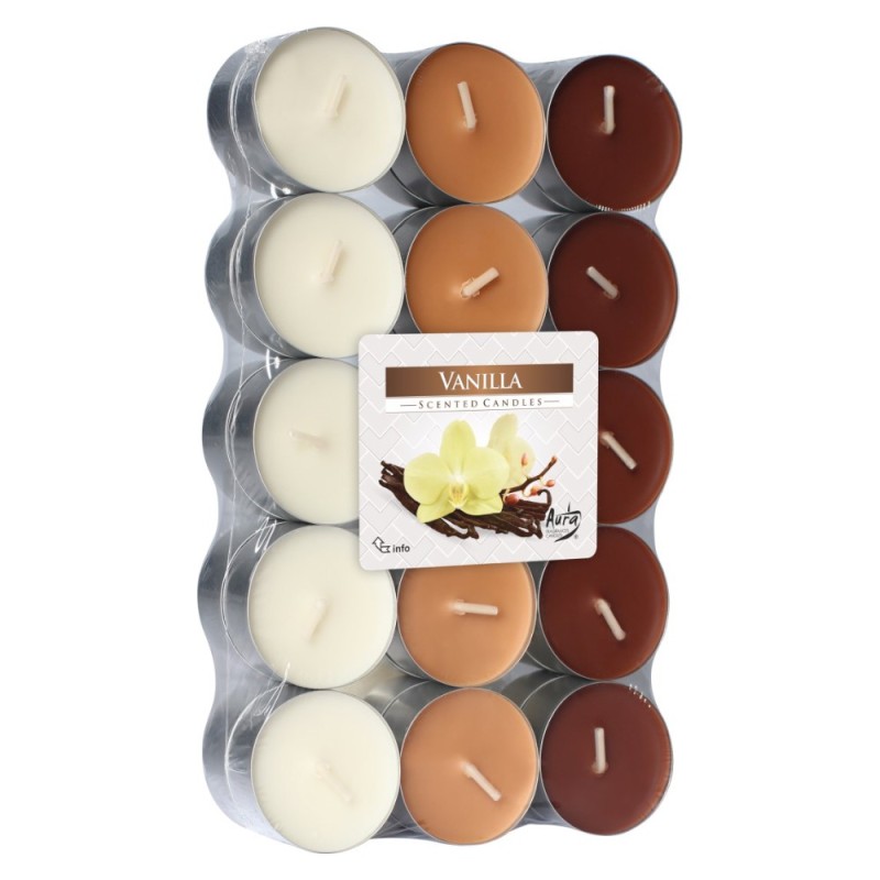 Set 3 x 30 Lumanari Parfumate Pastila, 4 Ore, Vanilie