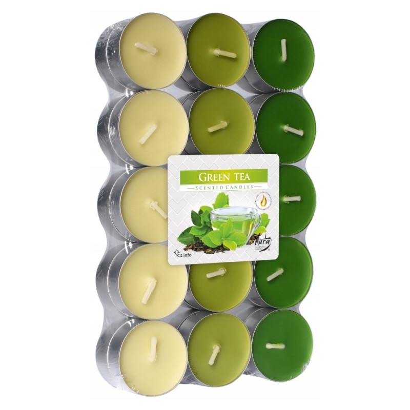Set 3 x 30 Lumanari Pastila, 4 Ore, Ceai Verde