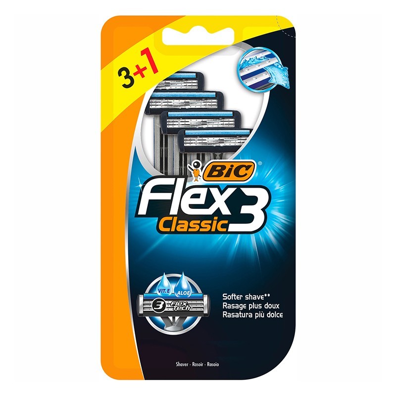 Set 3 x 4 Aparat de Ras BIC Flex 3 Classic, 3 Lame, Barbati