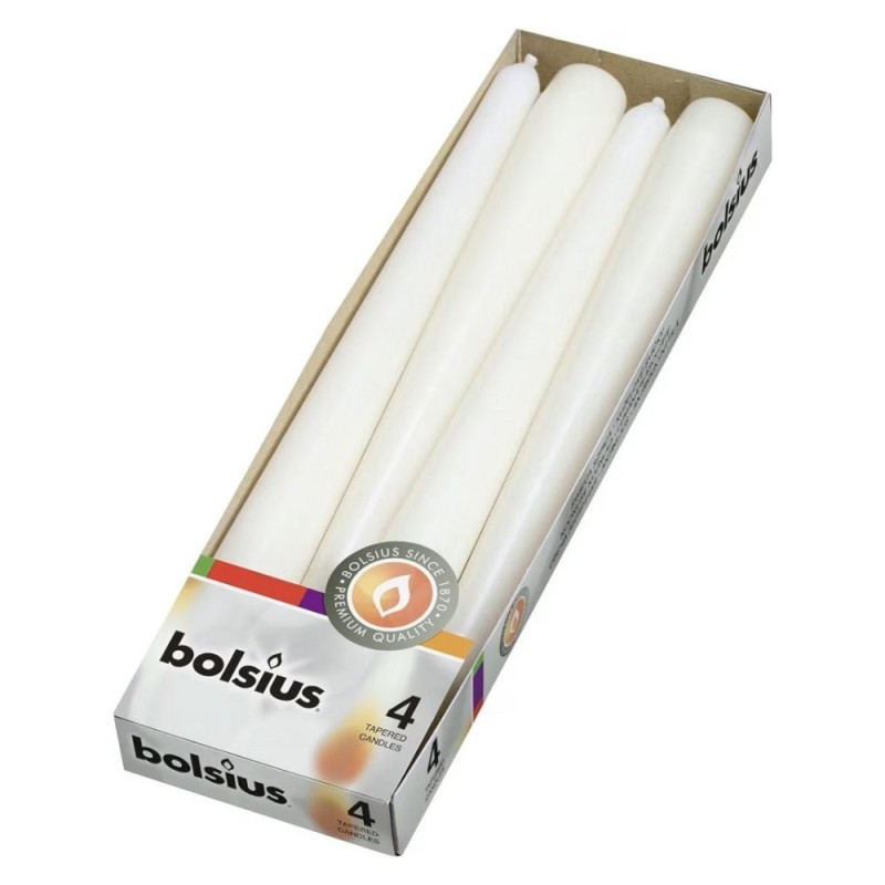 Set 3 x 4 Lumanare Conica Bolsius Alba