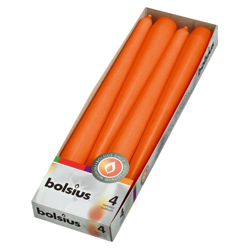 Set 3 x 4 Lumanare Conica Bolsius Portocalie